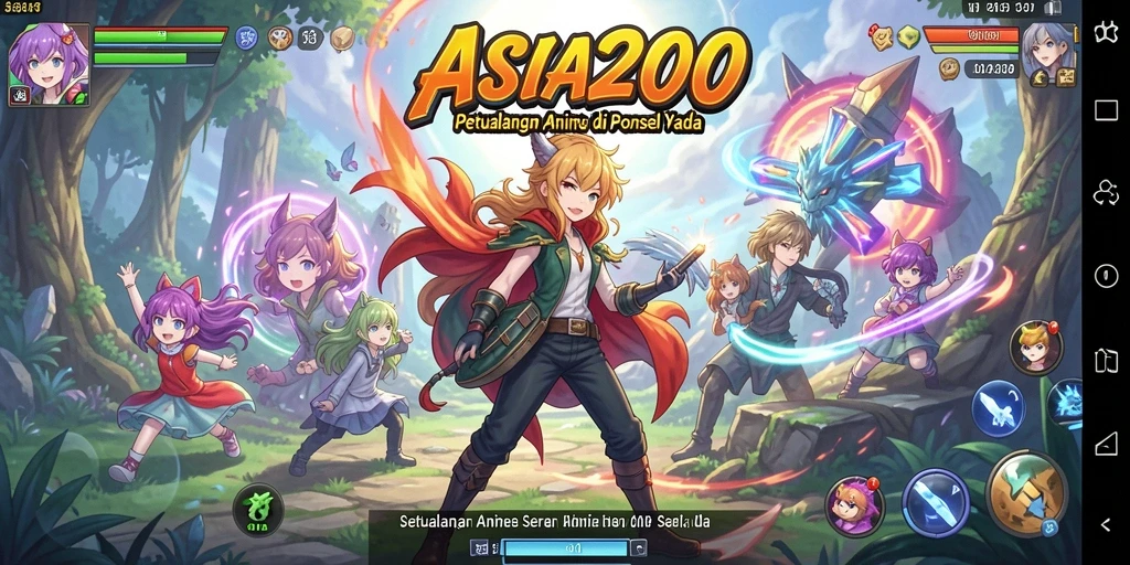Tampilan gameplay ASIA200 dengan karakter anime yang menarik.