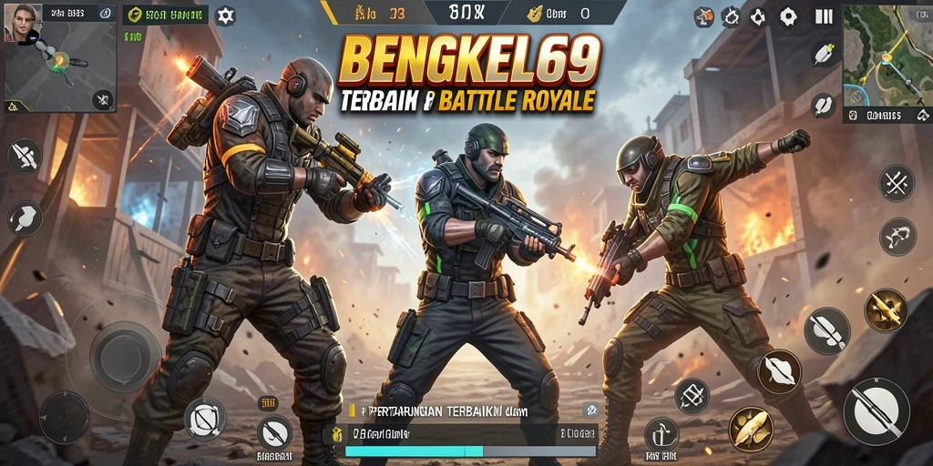 Screenshot gameplay BENGKEL69 dengan aksi Battle Royale yang seru.