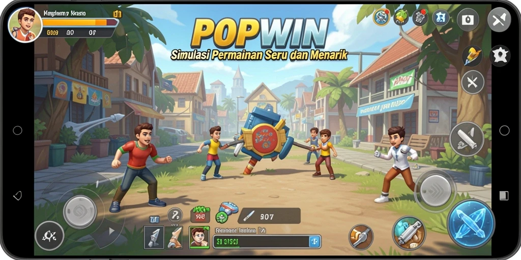 Screenshot utama menampilkan gameplay seru dari POPWIN.