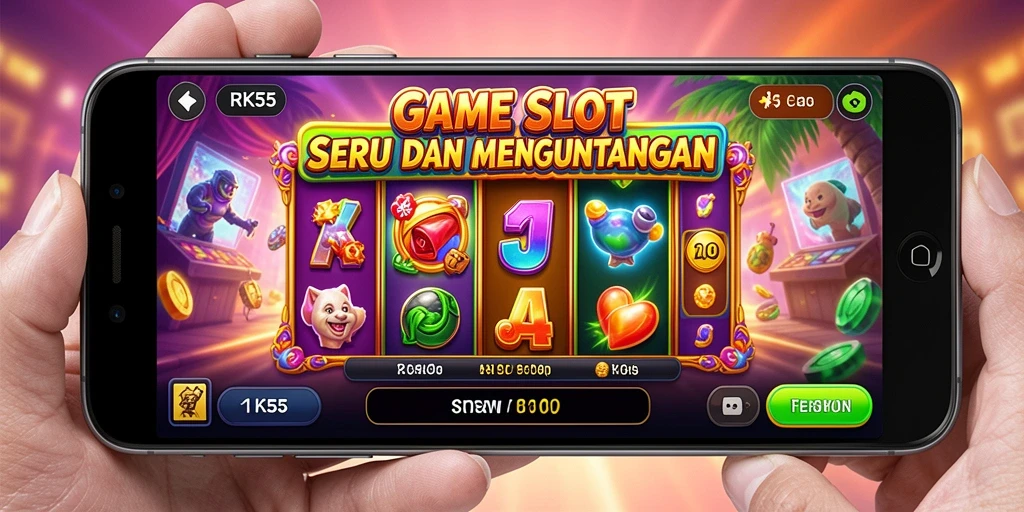 Screenshot RK55 menampilkan gameplay seru dengan mesin slot yang beragam.