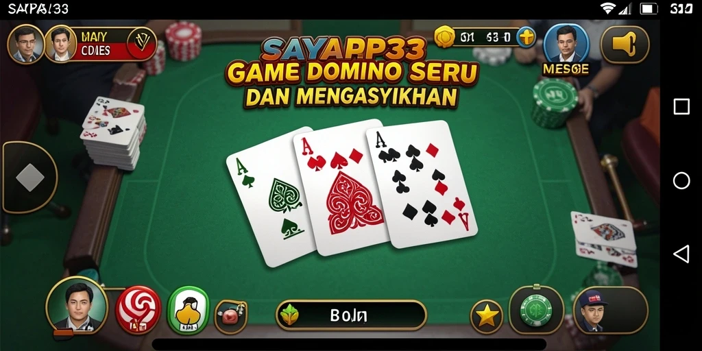 Screenshot SAYAP33 menampilkan suasana bermain domino yang seru.