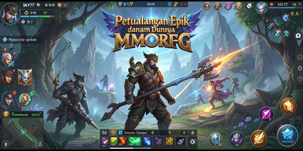 Screenshot utama menampilkan pertempuran seru dalam <strong>SKY77</strong>, memperlihatkan grafis yang memukau.
