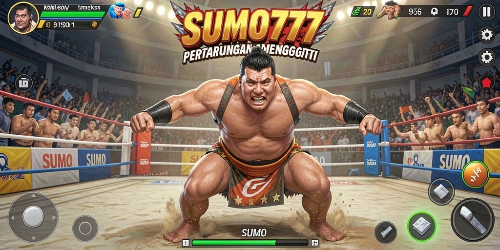 Screenshot SUMO777 menampilkan gameplay Fighting yang intens dan mendebarkan.
