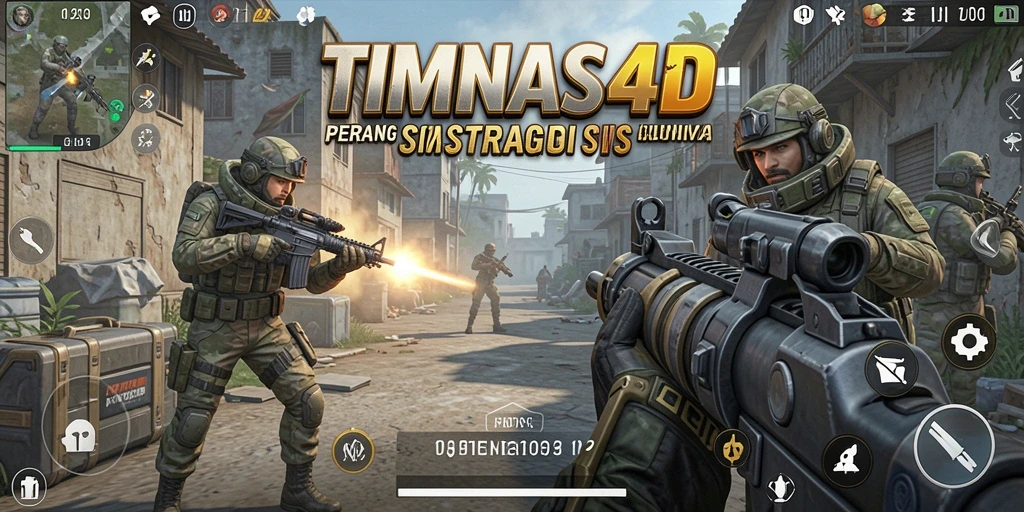 Screenshot gameplay <strong>TIMNAS4D</strong> menampilkan aksi tembak-tembakan seru.