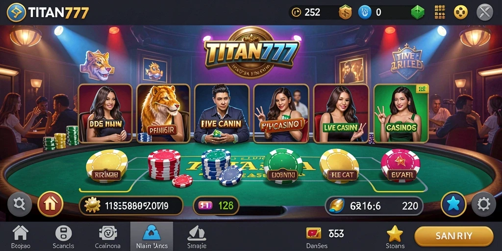 Tampilan gameplay live dengan dealer profesional di TITAN777.