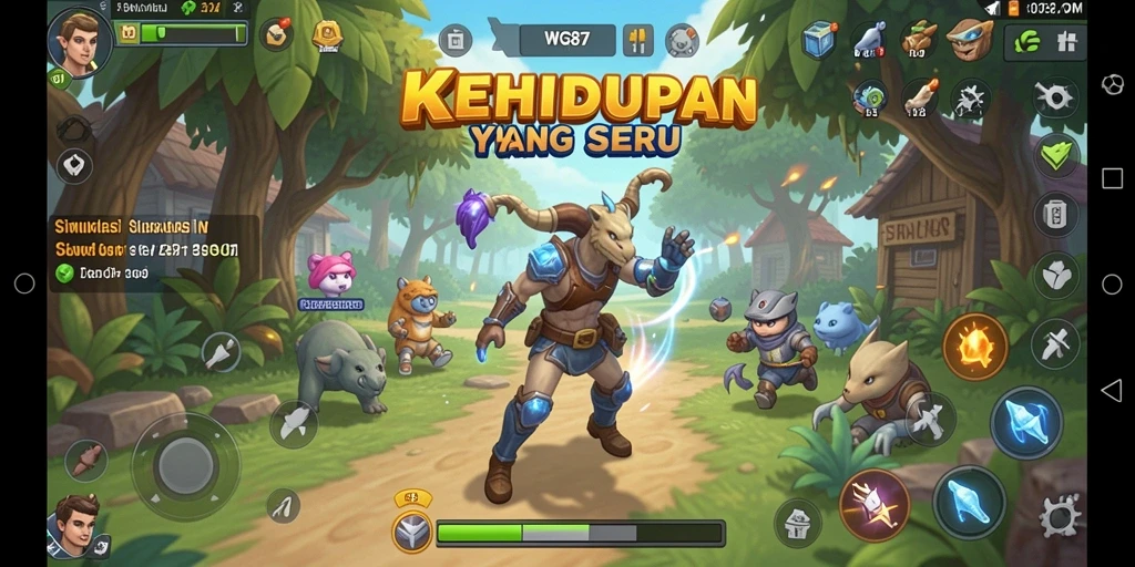 Tampilan gameplay menampilkan aktivitas seru dalam dunia simulasi.